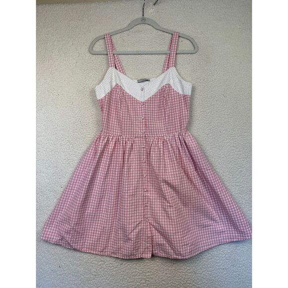 Vintage Brigette Bardot X La Redoute Pink Gingham Mini Y2K Babydoll SundressREAD - Picture 2 of 11